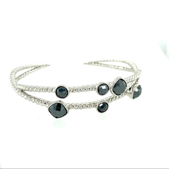 Colore SG Sterling faceted hematite cuff bracelet - Picture 2 of 5